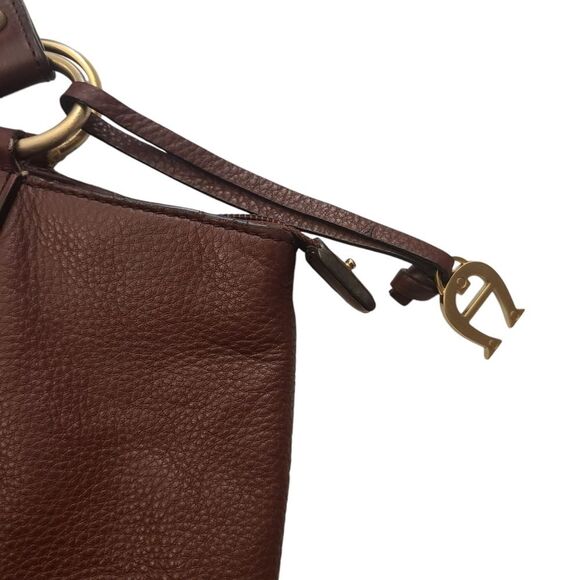 Etienne Aigner Handbag Mahogany Leather Brass Fittings Straps - Picture 9 of 16